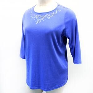 Quacker Factory Plus Blue Valentine's Day Studs Shirt Top Tunic 3X